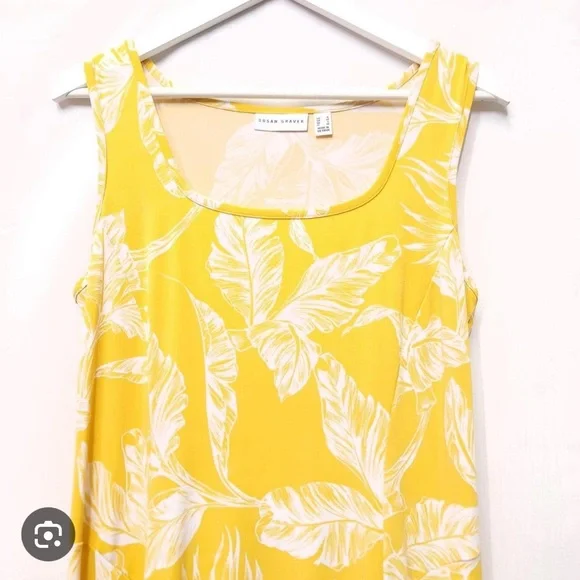Susan Graver Yellow and White Floral Midi Dress - Picture 2 of 4